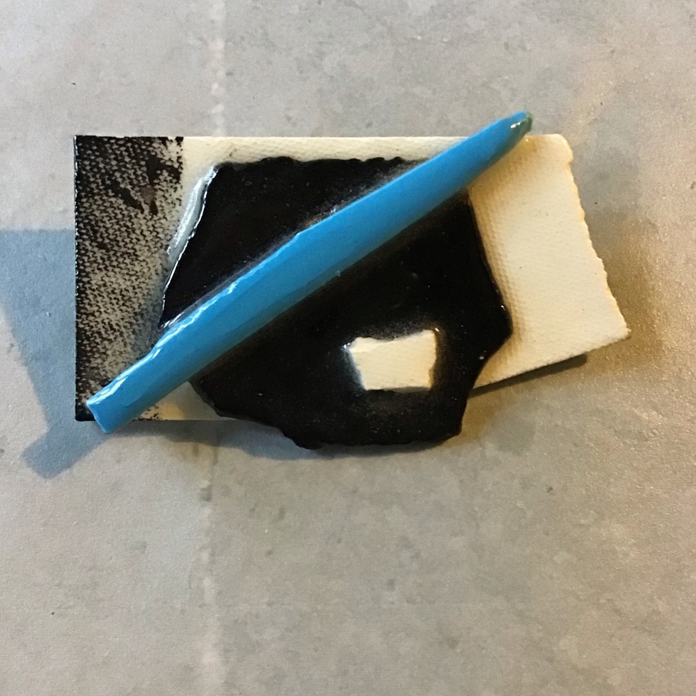 Abstract Black and Blue Ceramic Pin